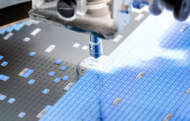 Semiconductor wafer in machine